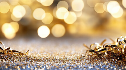 Elegant gold sparkle backdrop with smooth glitter and flowing light effects