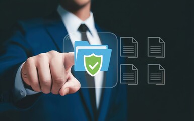 Man secures files with folder shield, ensuring digital protection online
