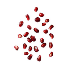 Scattered Red Pomegranate Seeds isolated on a transparent background fruit