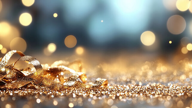 Elegant gold sparkle backdrop with smooth glitter and flowing light effects - Powered by Adobe