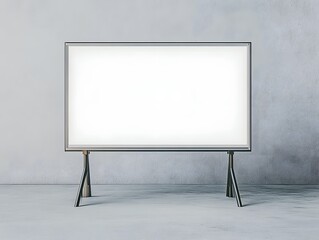 Empty display screen on a modern stand.