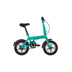 Sleek teal folding bike in minimalist design, urban commuting