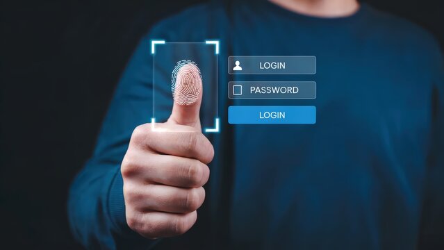 Secure access with biometric fingerprint scanning for account login solutions