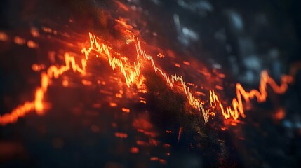 Intensely dynamic  market chart with blazing orange lines.