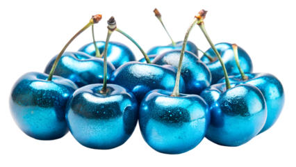 blue cherries on white background