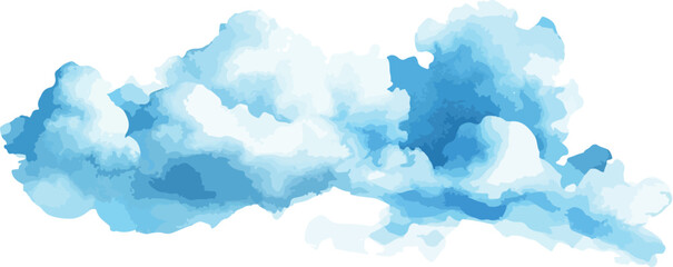 Watercolor Blue Clouds on White Background Vector Illustration Sky Element
