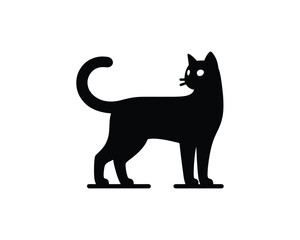 Minimalist black cat silhouette vector design