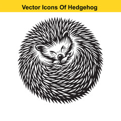 Black and White Line Art of a Hedgehog with Mushroom or Leaf – Easy Tracing Vector