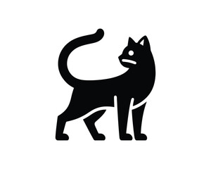 Elegant black cat silhouette icon for minimalist design