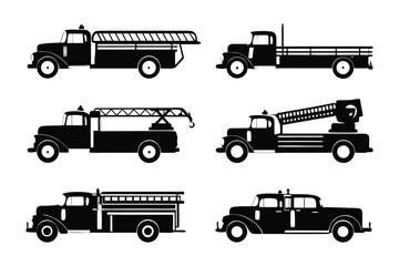 Vintage Truck Silhouette Collection: A set of classic, monochrome truck silhouettes capturing the timeless charm and robust design of vintage automobiles.