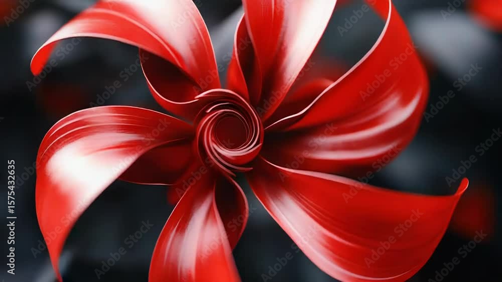 Poster red petals rotating creating a spiral on a dark background