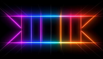Colorful neon lines forming a symmetrical graphic