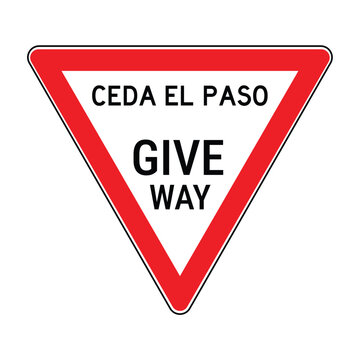 CEDA EL PASO Spanish GIVE WAY Road Sign Vector &ndash; Traffic Safety EPS