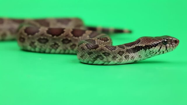 Snake Portrait on Green Backdrop
