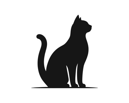 Bold Sleek feline silhouette elegant black cat vector design
