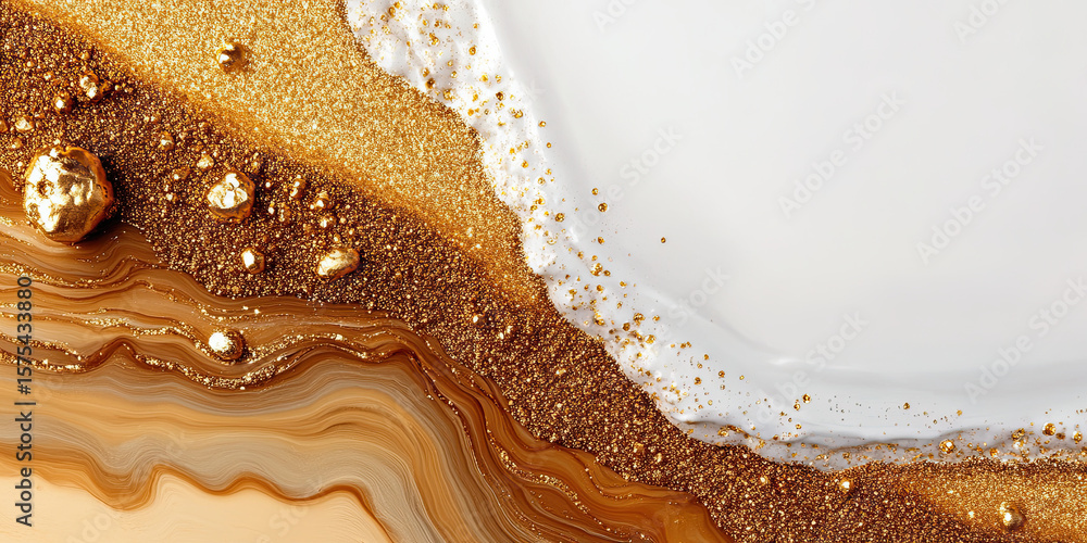 Poster glowing gold abstract texture with glittering sparkles and a smooth finish