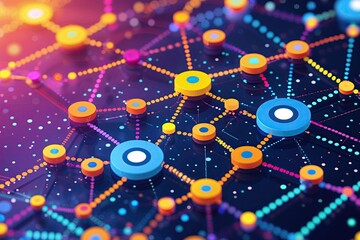 Obraz premium Vibrant Technology Network Structure with Dots and Lines for Modern Illustration