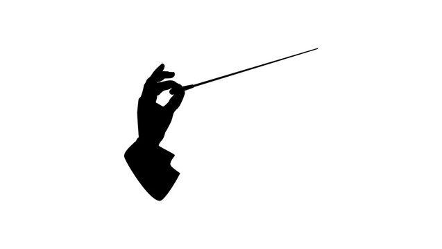 Music Conductor hand symbol, black isolated silhouette