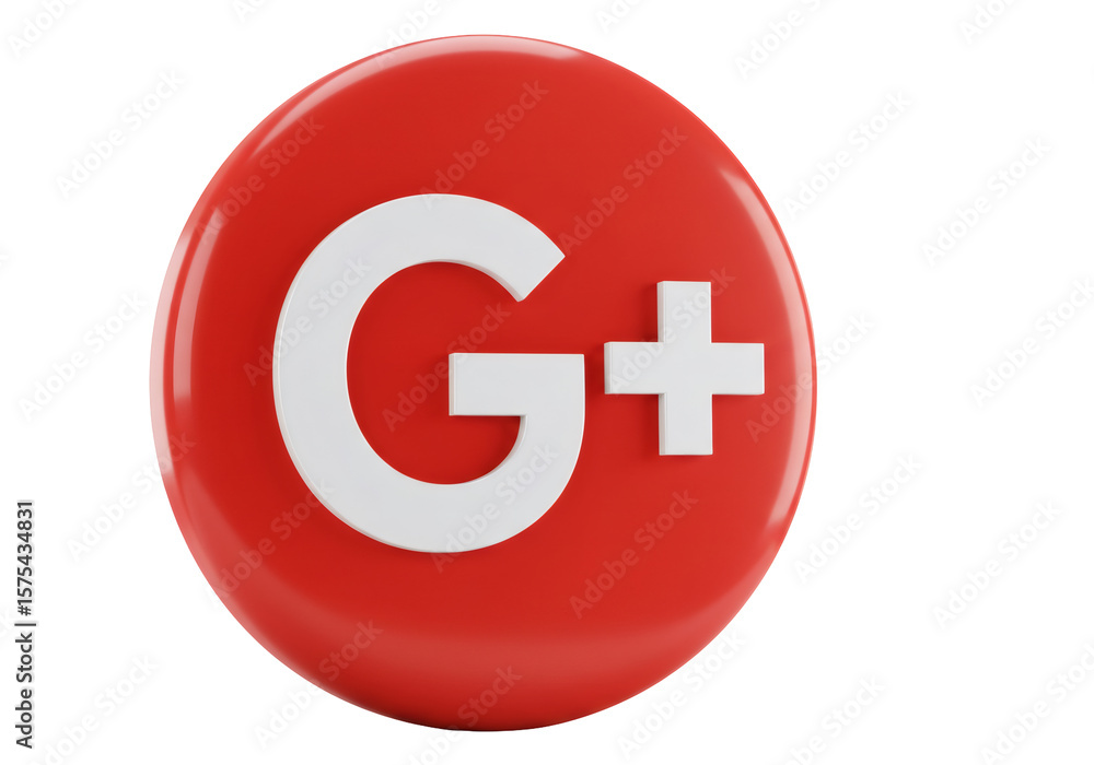 Aufkleber red and white circular symbol with a g plus sign render on transparent background