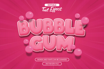Bubble gum editable text effect with cartoon text style