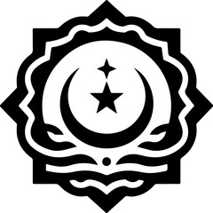 vector illustration silhouette design icon logo symbol of muslim religion with islamic ornaments moon and stars 