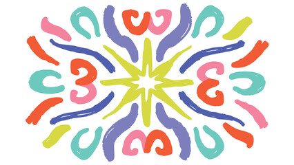 Obraz premium Colorful abstract symmetrical design with starburst center and curved brushstrokes element pattern art