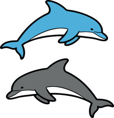 Obraz premium Cute Dolphine Vector – Bold Cartoon Style