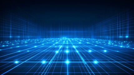 Digital network grid with glowing points.