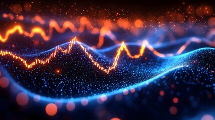 Abstract data visualization of financial market trends.