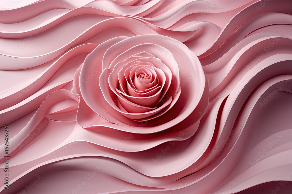 Aufkleber blushing rose background with undulating lines in a modern technology concept