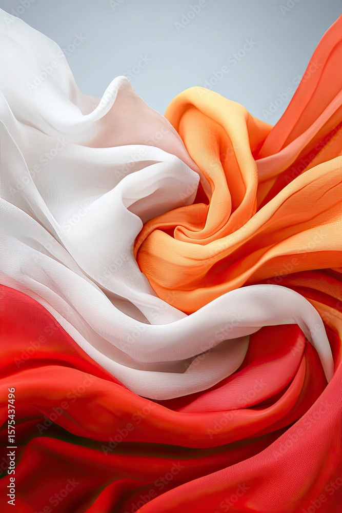 Poster light red fabric with flowing texture and subtle gradient color transition