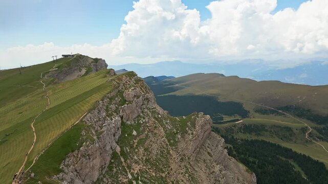 Aerial view of Compatsch peaks and slopes, Italy.