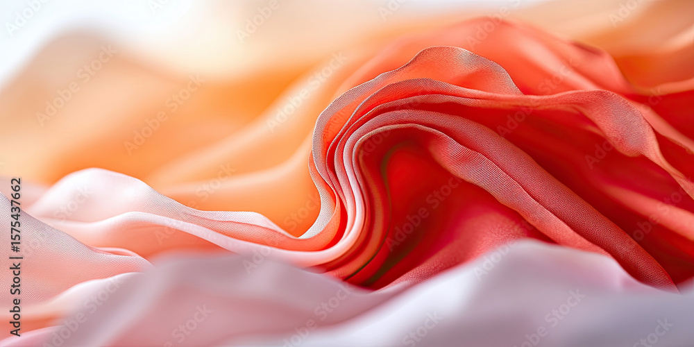 Poster light red fabric with smooth waves and gentle lighting gradients