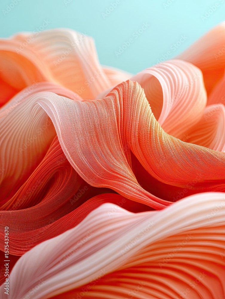 Poster light red fabric with soft wave textures and flowing, soft gradients