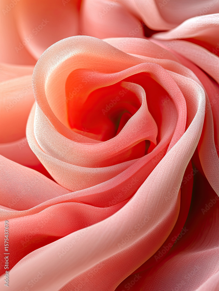 Poster light red fabric with soft wave textures and flowing, soft gradients