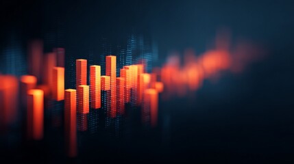 Data-Driven Approaches Transforming Modern Economics, Abstract digital graph with vibrant orange bars against a dark background, suggesting data analysis or financial trends.