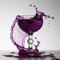 Ai Generate glass mockup with splash in grey and white background
