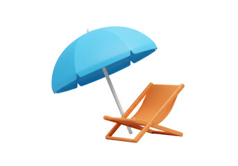Turquoise Umbrella Over Orange Beach Chair in Tranquil Black Background