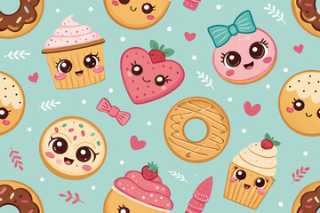 Gorgeous Bold Repeat Pastry Emojis with - Mysterious and Intriguing Visual Story Excellent for Creat