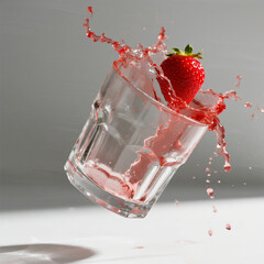 Ai Generate glass mockup with splash in grey and white background