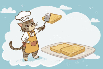 Extraordinary Cat Baker Serving Toast Cloud Shaped Tray - Warm and Inviting Visual Story Great for A