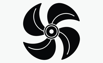 Cooling fan icon silhouette, computer hardware symbol, flat tech illustration, computer cooling fan icon transparent vector isolated 