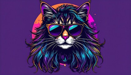 Cool cat portrait, vibrant colors (1)