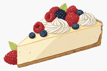 Remarkable Cheesecake Slice with Whipped Cream and Berry Top - Cool and Refreshing Visual Story Grea