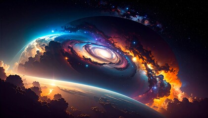 Cosmic galaxy swirls around Earth