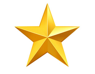 Golden star cut out. Realistic gold star on transparent background  