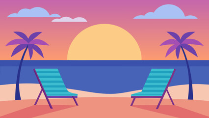 Obraz premium Tropical beach paradise with an umbrella and chair, perfect for a relaxing summer vacation by the ocean