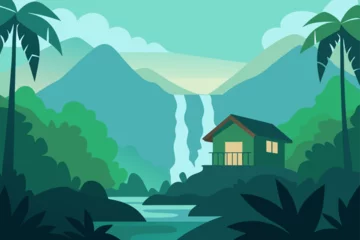 Fotobehang landscape with mountains © Robi