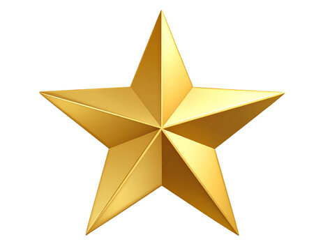 Golden star cut out. Realistic gold star on transparent background