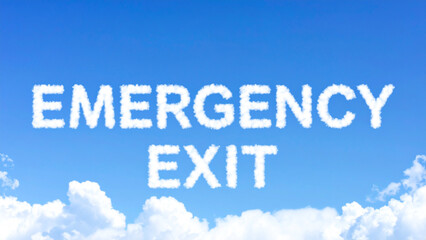 Emergency Exit Text in Puffy Cloud Style – Soft, Fluffy White Letters with Realistic Airy Texture on Transparent Background